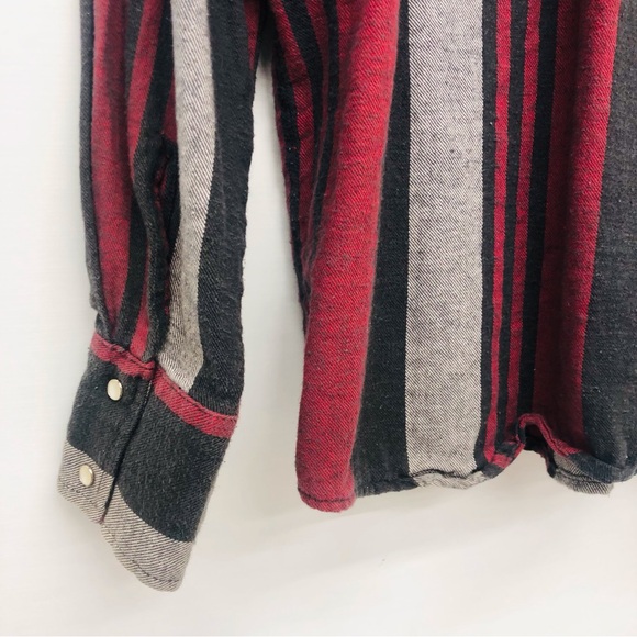 Vintage Wrangler Western Shirt Red Black Gray Stripe - Picture 12 of 16